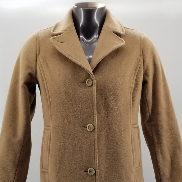 LL Bean Coat Womens  Brown 100% Lambswool Long Button Up Jacket Heavyweight 12 - Picture 6 of 13